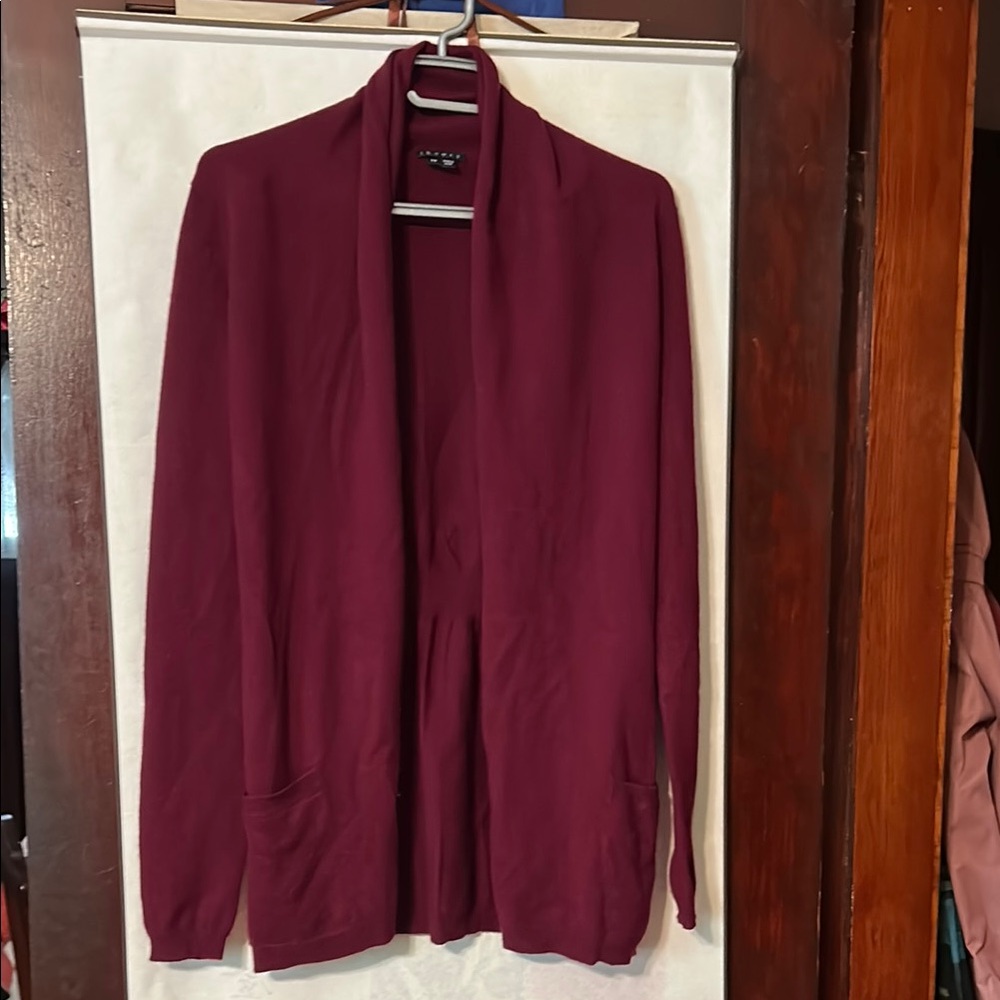 Theory Burgundy 100% Cashmere Cardigan Sweater, Size S
